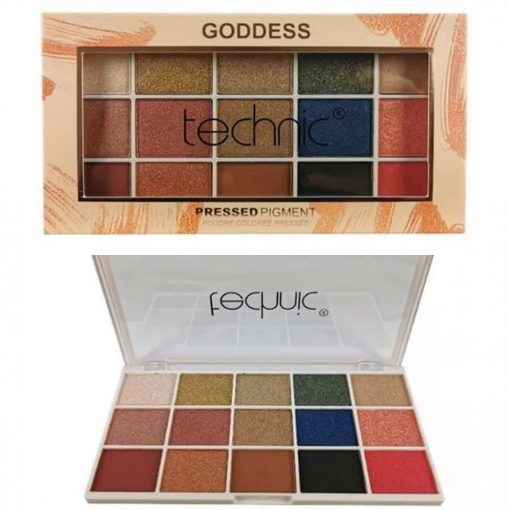 Technic Pressed Pigment 15 Colour Eye Shadow Palette Goddess Shimmer Shades 30gr