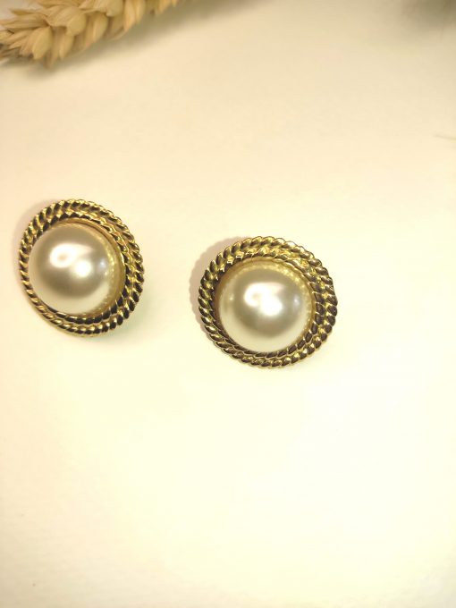 Σκουλαρίκια Buttons Pearls χρυσά